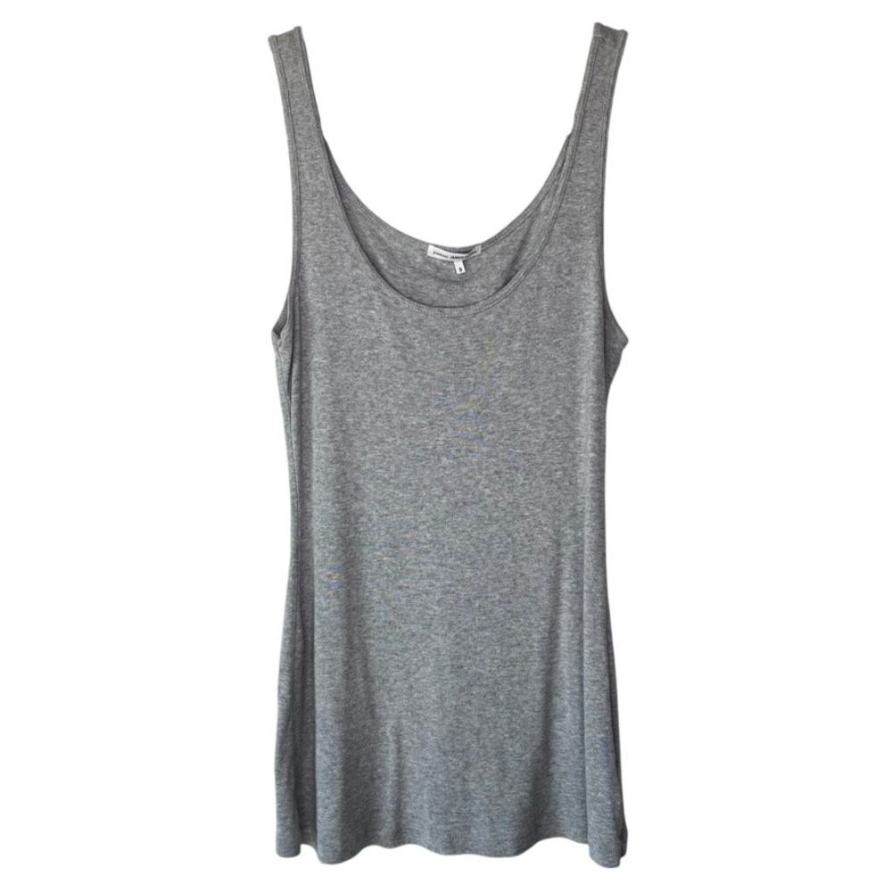 James Perse Gray Long Jersey Tank Ribbed Scoop Neck Tank Top 3 Size Large